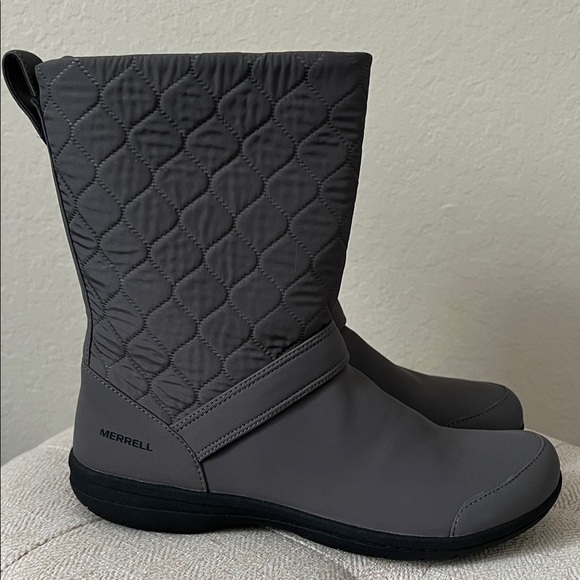 NWOT Merrell Encore Kassie Gray Quilted Winter Mid Calf Boots in Size 8.5 - Picture 4 of 8